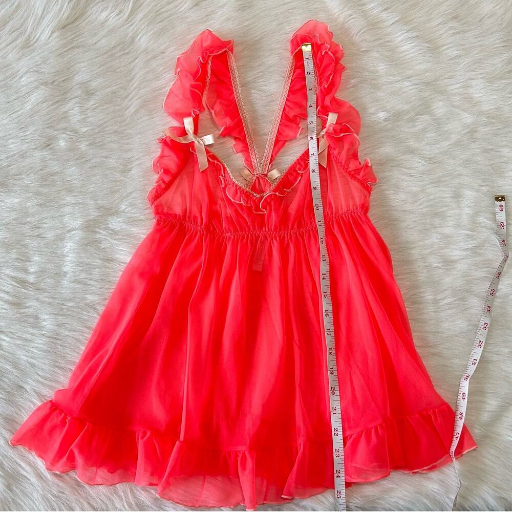 Victorias Secret Y2K Pink Ruffle Lingerie Babydoll Slip Top Size Medium Coquette - Picture 9 of 12